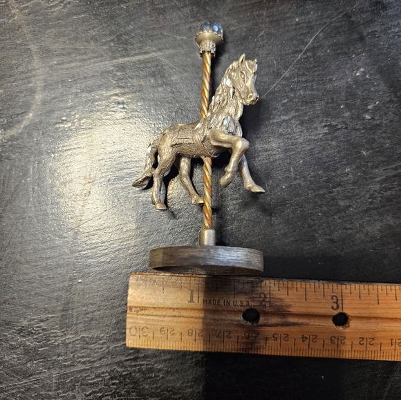 Silver Carousel Horse Figurine With Crystal - Picture 3 of 6